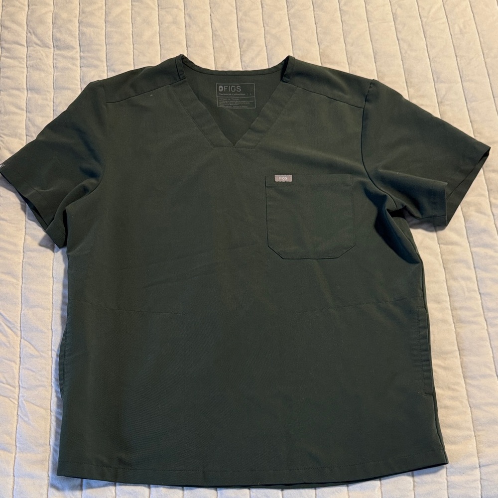 Figs Men's Dark Green V-Neck Shirt